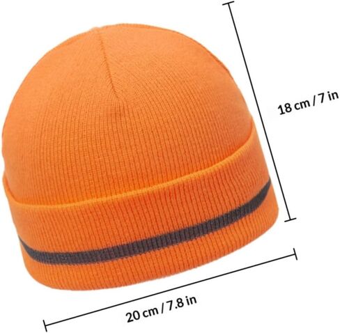BESPORTBLE High Visibility Reflective Knit Beanie Hat with Fluorescent Trim, Warm Men's and Women's Cycling Cap, Black and Orange Outdoor Winter Skullie in Saudi Arabia