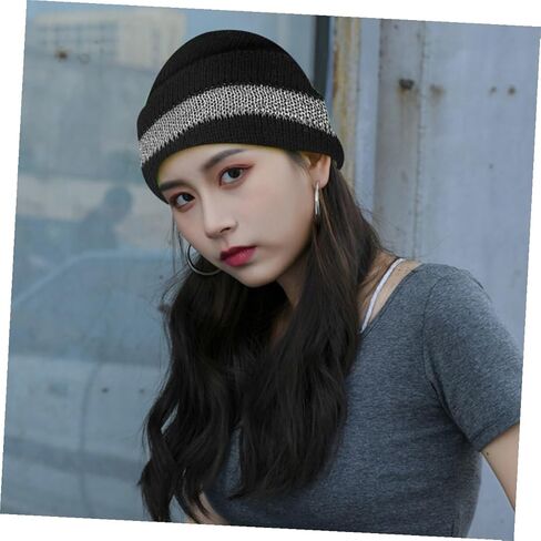 BESPORTBLE High Visibility Reflective Knit Beanie Hat with Fluorescent Trim, Warm Men's and Women's Cycling Cap, Black and Orange Outdoor Winter Skullie in Saudi Arabia