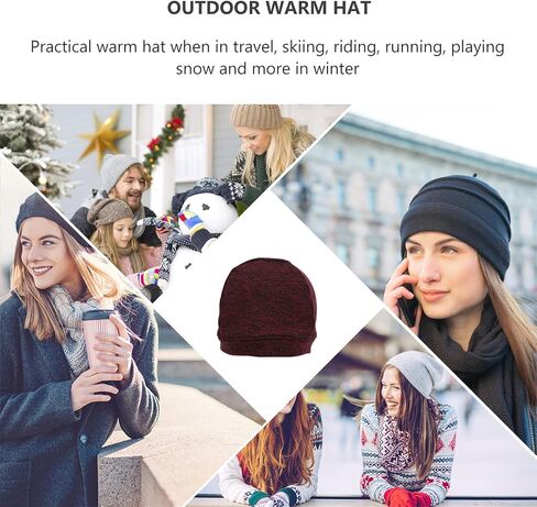 PartyKindom Outdoor Riding Cation Velour Warm Hat for Women, Anti-Cold Fleece Beanie Cap, One Size Light Coffee Winter Skull Cap for Cycling and Outdoor Activities in Saudi Arabia