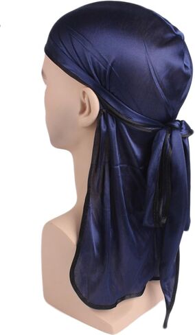 Satin Silk Head Wrap Durag Long Tail Beanies for Men Women Headwraps Cap One Size in Saudi Arabia