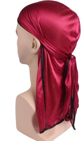 Satin Silk Head Wrap Durag Long Tail Beanies for Men Women Headwraps Cap One Size in Saudi Arabia
