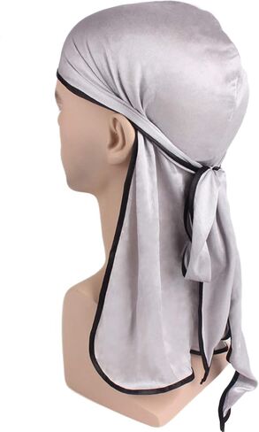 Satin Silk Head Wrap Durag Long Tail Beanies for Men Women Headwraps Cap One Size in Saudi Arabia