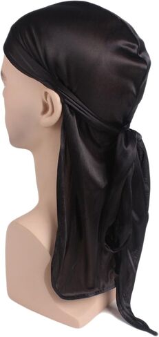 Satin Silk Head Wrap Durag Long Tail Beanies for Men Women Headwraps Cap One Size in Saudi Arabia