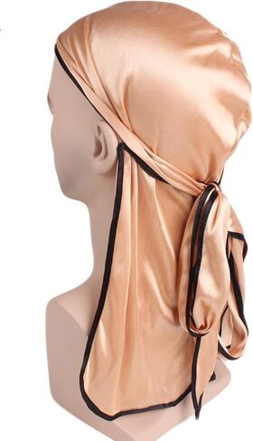 Satin Silk Head Wrap Durag Long Tail Beanies for Men Women Headwraps Cap One Size in Saudi Arabia