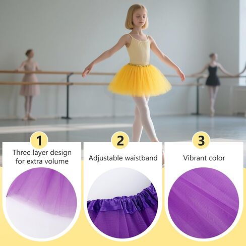 10Pcs Tutu Skirts,Adult Tulle Tutu Skirt,Elastic Tulle Tutus,3 Layer for 80s Cosplay Party Dance Costume,Multicolor in Kuwait