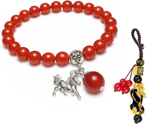 Betterdecor Feng Shui Chinese Zodiac Horse Red Agate Bead Bracelet for good luck in Saudi Arabia