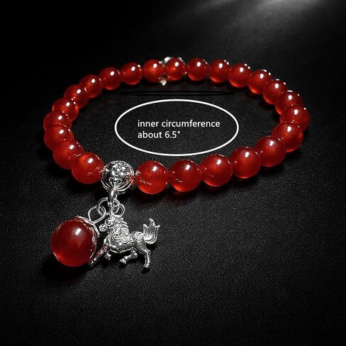 Betterdecor Feng Shui Chinese Zodiac Horse Red Agate Bead Bracelet for good luck in Saudi Arabia