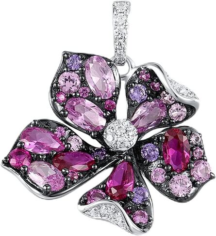 Santuzza Sterling Silver Gemstone Flower Pendant for Women in Kuwait