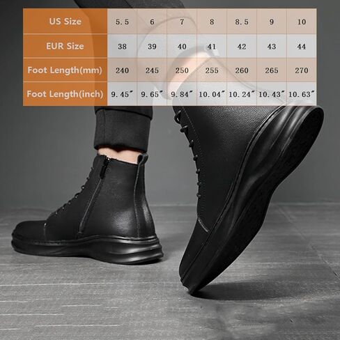 Men's Genuine Leather Ankle Boots Fashion Round Toe Lace Up Side Zipper High-Top Dress Oxfords Shoes Casual Comfort Non-slip Business Work Formal Chukka Boots in Saudi Arabia