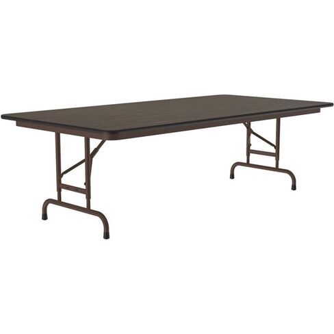 Correll 36"x72" Commercial Duty Adjustable Height Folding Table, Walnut Melamine Top 5/8" Thick Core, Made in The USA, Steel Apron (CFA3672M-01) in Saudi Arabia