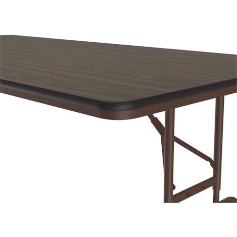 Correll 36"x72" Commercial Duty Adjustable Height Folding Table, Walnut Melamine Top 5/8" Thick Core, Made in The USA, Steel Apron (CFA3672M-01) in Saudi Arabia