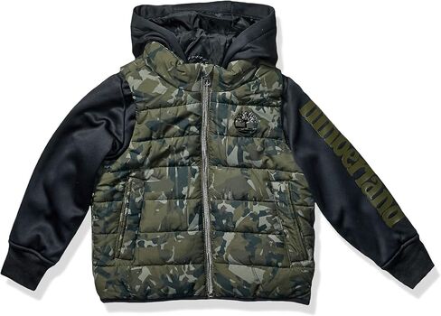 Timberland Boys' Quilted Fleece Hybrid Jacket, Coal Heather, 18-20 in Saudi Arabia