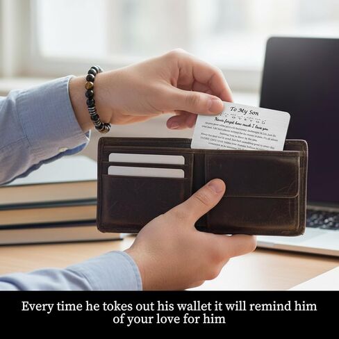 أساور مورس كود هدايا له - سوار أنا أحبك مع بطاقة محفظة منقوشة من الأم والأب والآباء إلى ابني أساور معرف الحماية الثلاثية للرجال والابن وعيد الفصح وعيد الميلاد والذكرى السنوية للتخرج in Kuwait