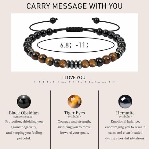 أساور مورس كود هدايا له - سوار أنا أحبك مع بطاقة محفظة منقوشة من الأم والأب والآباء إلى ابني أساور معرف الحماية الثلاثية للرجال والابن وعيد الفصح وعيد الميلاد والذكرى السنوية للتخرج in Kuwait