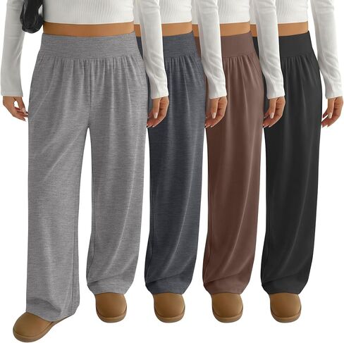 4 حزمة نساء زائد سروال عريض الساق عالية الخصر زعن in Kuwait