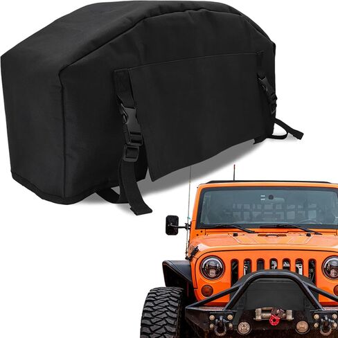 Winch Cover,900D Heavy Duty Waterproof & UV-Resistant Dust Winch Protective Cover with Adjustable Webbing Strap, Fits Electric Winches 8000-12000 lbs for Indoor/Outdoor Use(Black) in Saudi Arabia