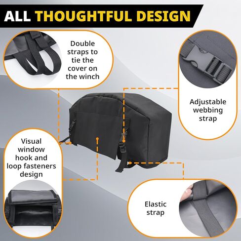 Winch Cover,900D Heavy Duty Waterproof & UV-Resistant Dust Winch Protective Cover with Adjustable Webbing Strap, Fits Electric Winches 8000-12000 lbs for Indoor/Outdoor Use(Black) in Saudi Arabia
