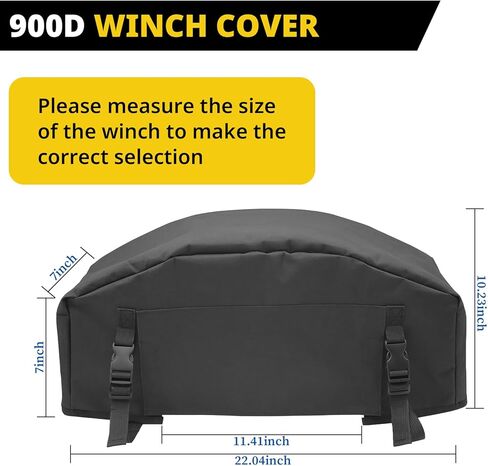 Winch Cover,900D Heavy Duty Waterproof & UV-Resistant Dust Winch Protective Cover with Adjustable Webbing Strap, Fits Electric Winches 8000-12000 lbs for Indoor/Outdoor Use(Black) in Saudi Arabia