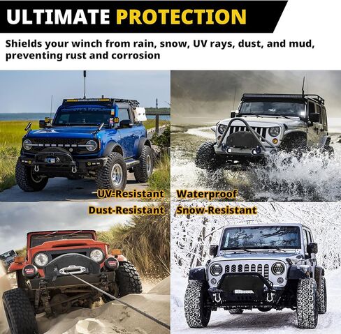 Winch Cover,900D Heavy Duty Waterproof & UV-Resistant Dust Winch Protective Cover with Adjustable Webbing Strap, Fits Electric Winches 8000-12000 lbs for Indoor/Outdoor Use(Black) in Saudi Arabia