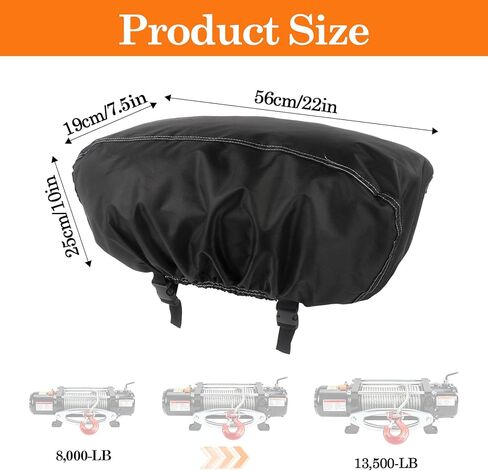 Klmnop Waterproof Winch Cover 12000 lb, Heavy Duty Oxford Fabric Dustproof Sunproof Winch Protective Cover for 8000-13500 lbs Electric Winches (Black) in Saudi Arabia