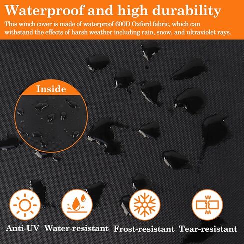 Klmnop Waterproof Winch Cover 12000 lb, Heavy Duty Oxford Fabric Dustproof Sunproof Winch Protective Cover for 8000-13500 lbs Electric Winches (Black) in Saudi Arabia