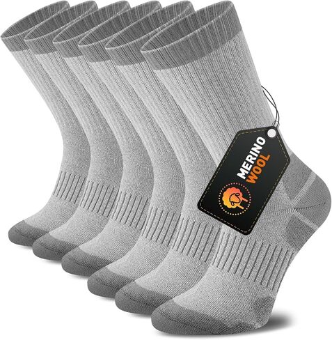 Merino Wool Hiking Crew Socks for Men & Women, Thick Thermal Cushioned Winter Socks, Moisture-Wicking, 3 Pairs in Saudi Arabia