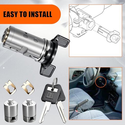 Ignition Switch & Door Lock Cylinders with Keys fit for 1982-2002 Chevy, for 1982-2000 GMC, for 1985-1991 Buick, for 1985-1987 Cadillac, Replace OE 924-791 12300443 D1414B 701400 LC1430 LC1428 in Saudi Arabia
