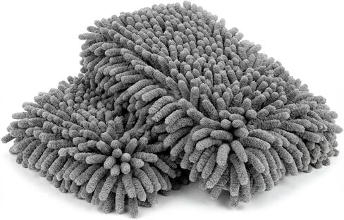 ملابس تنظيف الألياف الدقيقة للسيارات - 2 حزمة من وسادات غسل الألياف الدقيقة من تشنيل وسادة غسل سيارة رمادية للتنظيف اللطيف من قوارب الدراجات النارية للسيارات ، ناعمة وامتصاص للغاية ، وسهلة التنظيف وقابلة لإعادة الاستخدام in Kuwait