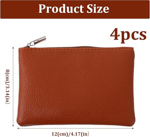4Pcs Change Purse, Leather Zipper Coin Purse for Women, Lychee-textured PU Coin Pouch with Zipper, Portable Change Holder for Women Men (4 colors) in Saudi Arabia