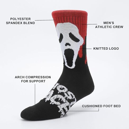 Bioworld Ghostface Bloody Mask Men’s Black Casual Crew Socks in Saudi Arabia