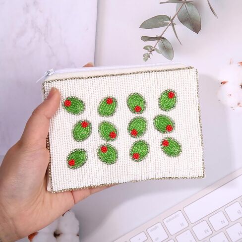 Olives Coin Purse,Rhinestone Beads Small Wallet Organizer, Zipper Bag for Coins,Cute Fruit Coin Pouch for Women,Exquisite Bag Mini Card Holder,4.3"h x 5.5"w (Olives) in Saudi Arabia