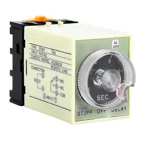 Silver Dot ST3PF Power-Off Delay Timer Relay, AC 220V, Industrial Control Time Relay with Scale Adjustment, Off-Delay Function (5S Seconds DC 12V) in Saudi Arabia