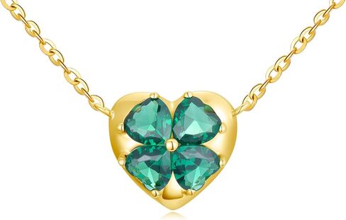 SISGEM 10k Gold Green Four Clover Heart Choker Necklaces for Women, Lucky Jewelry Present for Her, 15-18 Inches in Saudi Arabia