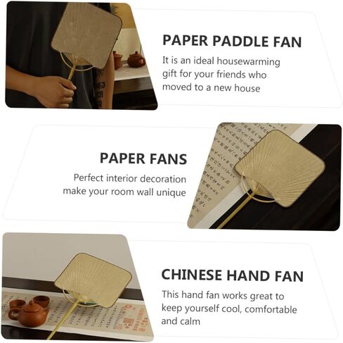 1Pc Chinese Hand Fan Vintage Style Handmade Xuan Paper Paddle Fan with Bamboo Frame for Home Decoration in Saudi Arabia