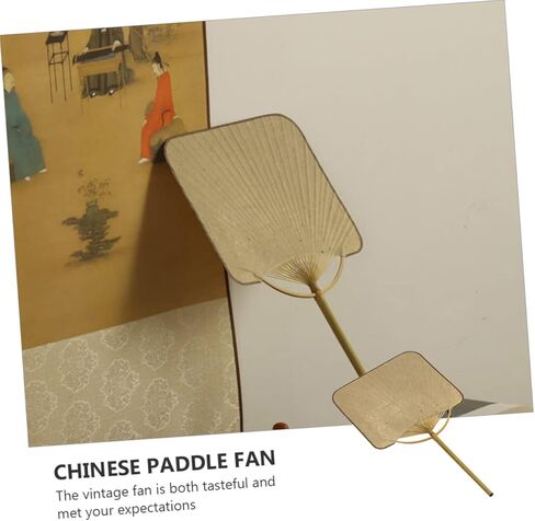 1Pc Chinese Hand Fan Vintage Style Handmade Xuan Paper Paddle Fan with Bamboo Frame for Home Decoration in Saudi Arabia
