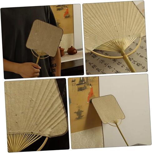 1Pc Chinese Hand Fan Vintage Style Handmade Xuan Paper Paddle Fan with Bamboo Frame for Home Decoration in Saudi Arabia