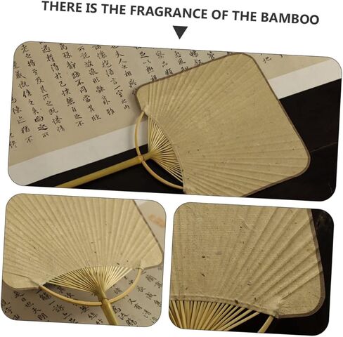 1Pc Chinese Hand Fan Vintage Style Handmade Xuan Paper Paddle Fan with Bamboo Frame for Home Decoration in Saudi Arabia