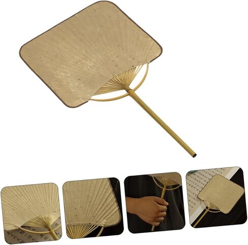 1Pc Chinese Hand Fan Vintage Style Handmade Xuan Paper Paddle Fan with Bamboo Frame for Home Decoration in Saudi Arabia