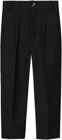 بنطال SAROULU ذو المقدمة المسطحة للأولاد ذو الساق المستقيمة والسحب على الزي المدرسي ذو المقاس المريح in Saudi Arabia