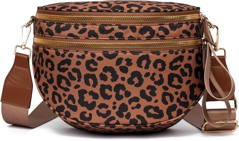 حقائب Myhozee Crossbody للنساء من النايلون فاني حزم حقيبة كروس للجسم للنساء وحزام الفهد وحقائب بوم وحقيبة كروس وحقائب كروس للنساء وحقيبة خصر عصرية، بني in Kuwait