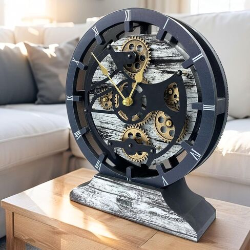 The Gears Clock Desk Clock 10 inches with Real Moving Gears Convertible into Wall Clock (Silver Glamour) in Saudi Arabia