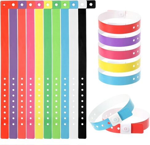 60 Pcs Plastic Wristbands for Events, Multicolor Adjustable Wristbands, Neon Waterproof Plastic Event Wrist Bands for Concerts, Festivals, Nightclubs, Bars, Parks, Carnivals, 10 Colors in Saudi Arabia