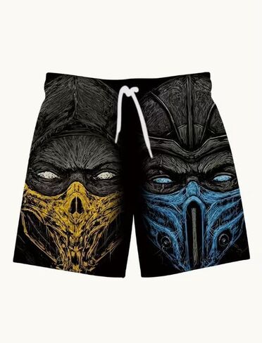 [Quick-Dry Beach Shorts] Quick-Dry Polyester Men's Beach Shorts | Geometric Print, Casual, Drawstring Waist, Machine Washable in Saudi Arabia
