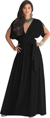 KOH KOH Formal Short Sleeve Cocktail Flowy V-Neck Gown in Saudi Arabia