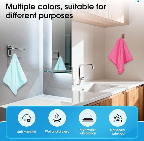 QYL Microfiber Cleaning Cloth,12 Pack Cleaning Rags, Cleaning Towels with 4 Color Assorted, 11.8"X11.8"(Green/Blue/Yellow/Pink) in Saudi Arabia