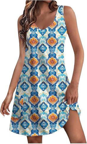 Womens Dressy Tank Dress with Pockets Casual Summer Sleeveless Knee Length Dresses Holiday Casual Sundress Outfits in Saudi Arabia