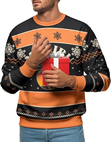 Ugly Christmas Sweater, Holiday Crewneck Cardigan for Women Men, Long Sleeve Knit Pullover Gifts for Christmas in Saudi Arabia
