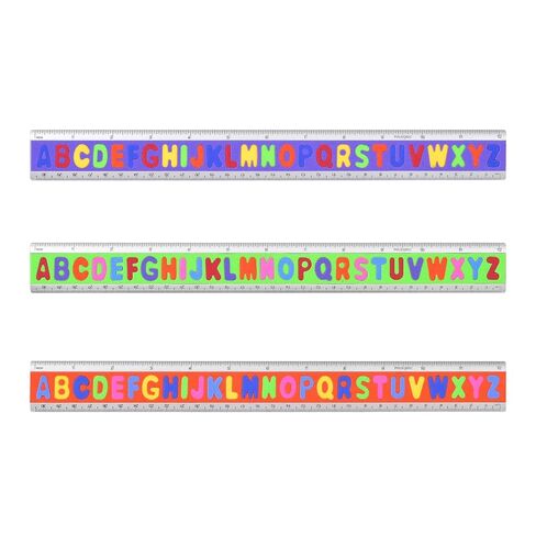 3-Pack,12 inch Ruler with Multicolor Alphabet,Dual Sided Imperial Metric Scale for School,Office,Education,Drawing and Measuring. (Blue,Red,Yellow) in Saudi Arabia