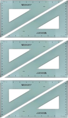 مجموعة مثلثات Westcott مقاس 10 بوصة 30/60/90، أكريليك شفاف مع مركز مقصوص، 6 عبوات (KT-80) in Kuwait
