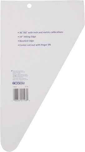 مجموعة مثلثات Westcott مقاس 10 بوصة 30/60/90، أكريليك شفاف مع مركز مقصوص، 6 عبوات (KT-80) in Kuwait
